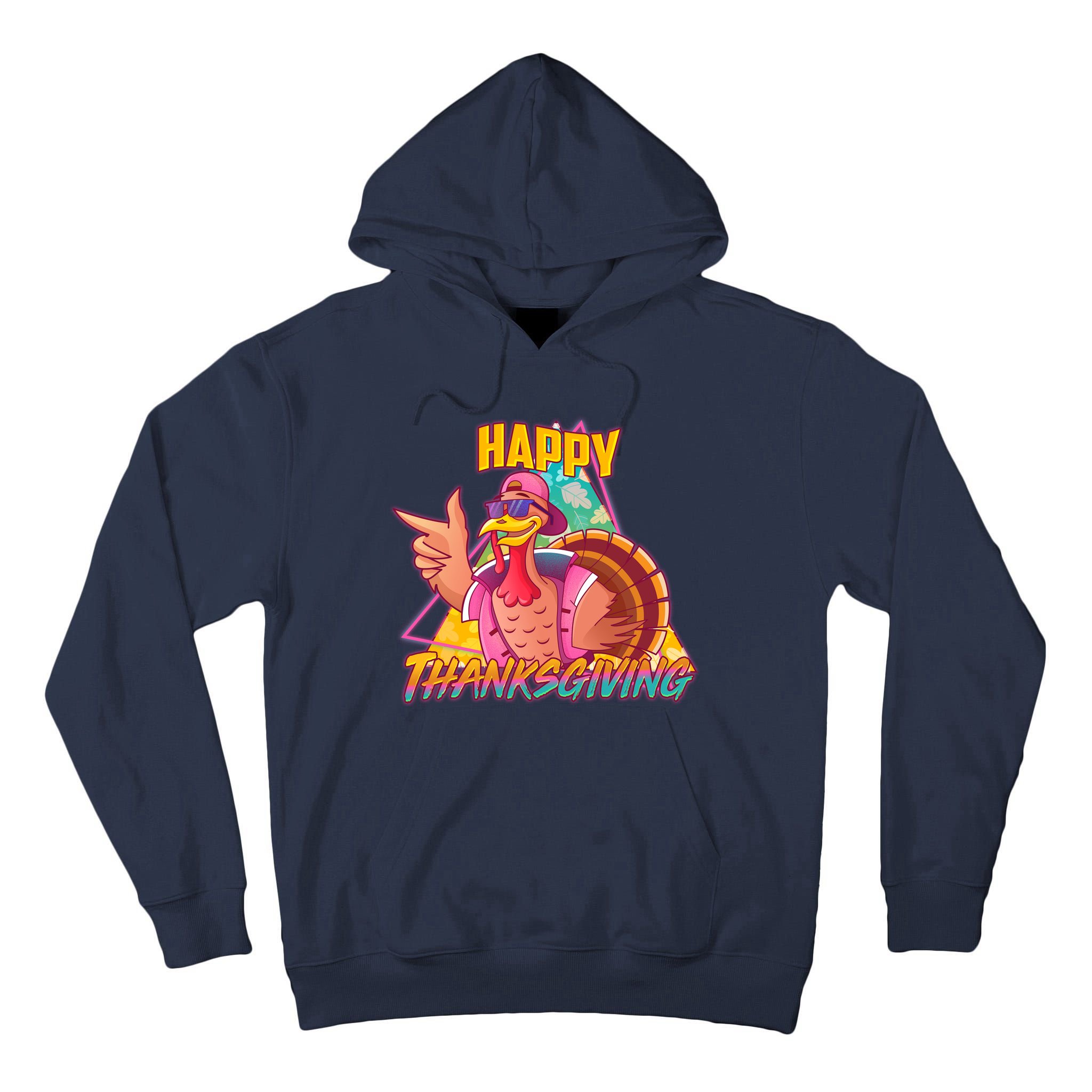 Funny Retro 80s 90s Thanksgiving Turkey Tall Hoodie