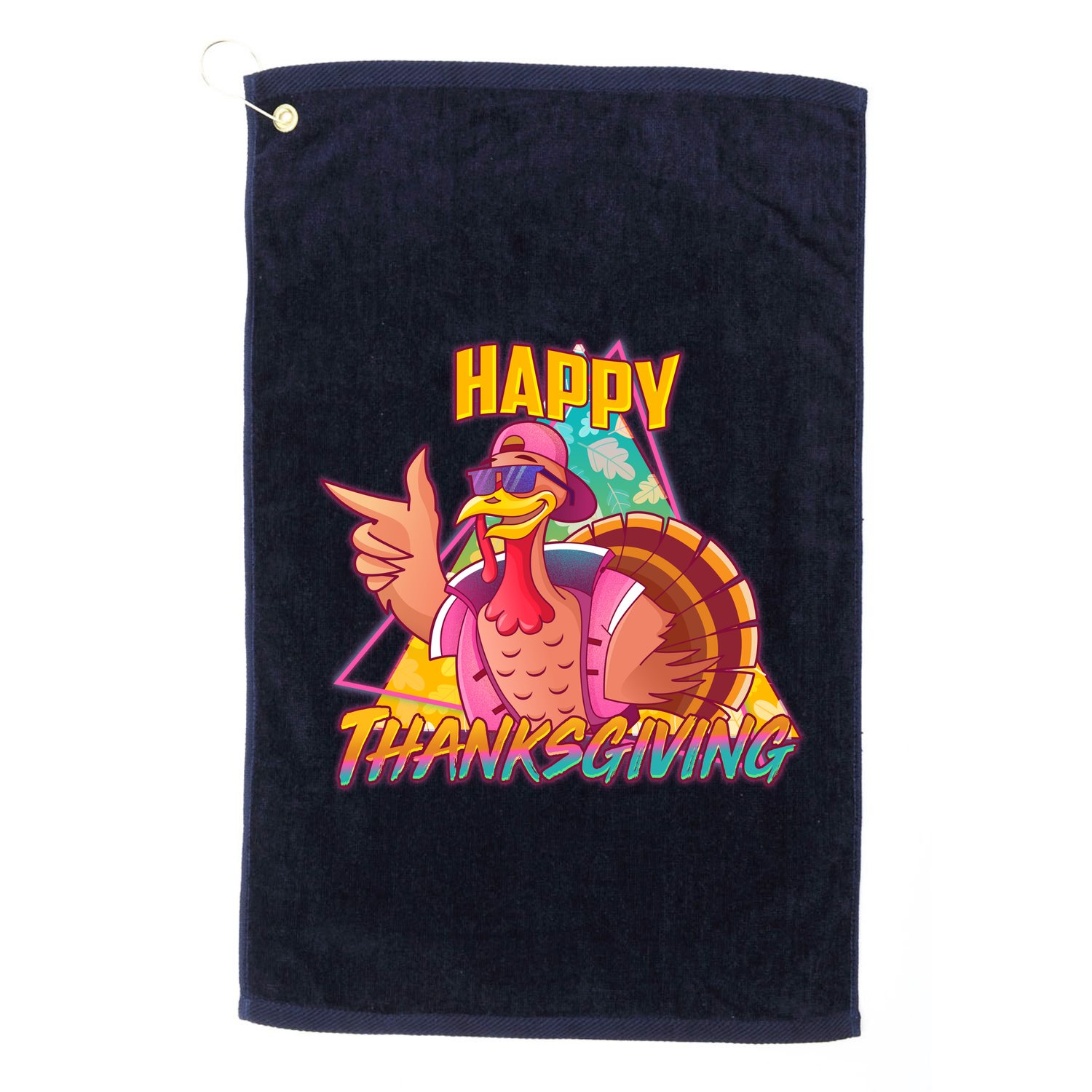 Funny Retro 80s 90s Thanksgiving Turkey Golf Towel