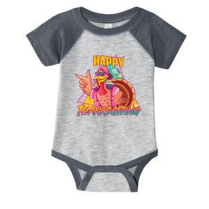 Funny Retro 80s 90s Thanksgiving Turkey Infant Baby Jersey Bodysuit