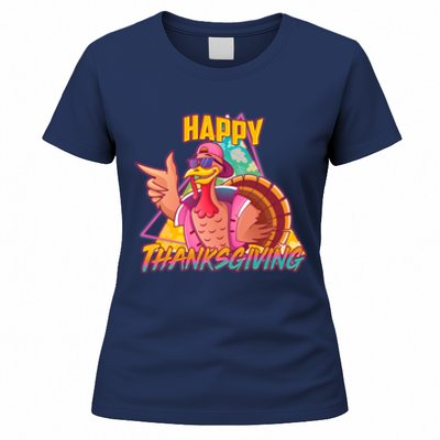 Funny Retro 80s 90s Thanksgiving Turkey Women's T-Shirt