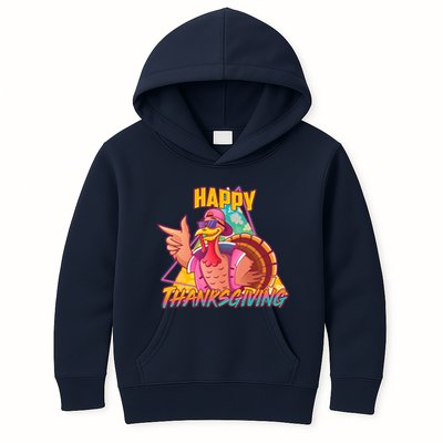 Funny Retro 80s 90s Thanksgiving Turkey Kids Hoodie