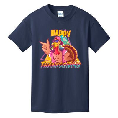 Funny Retro 80s 90s Thanksgiving Turkey Kids T-Shirt