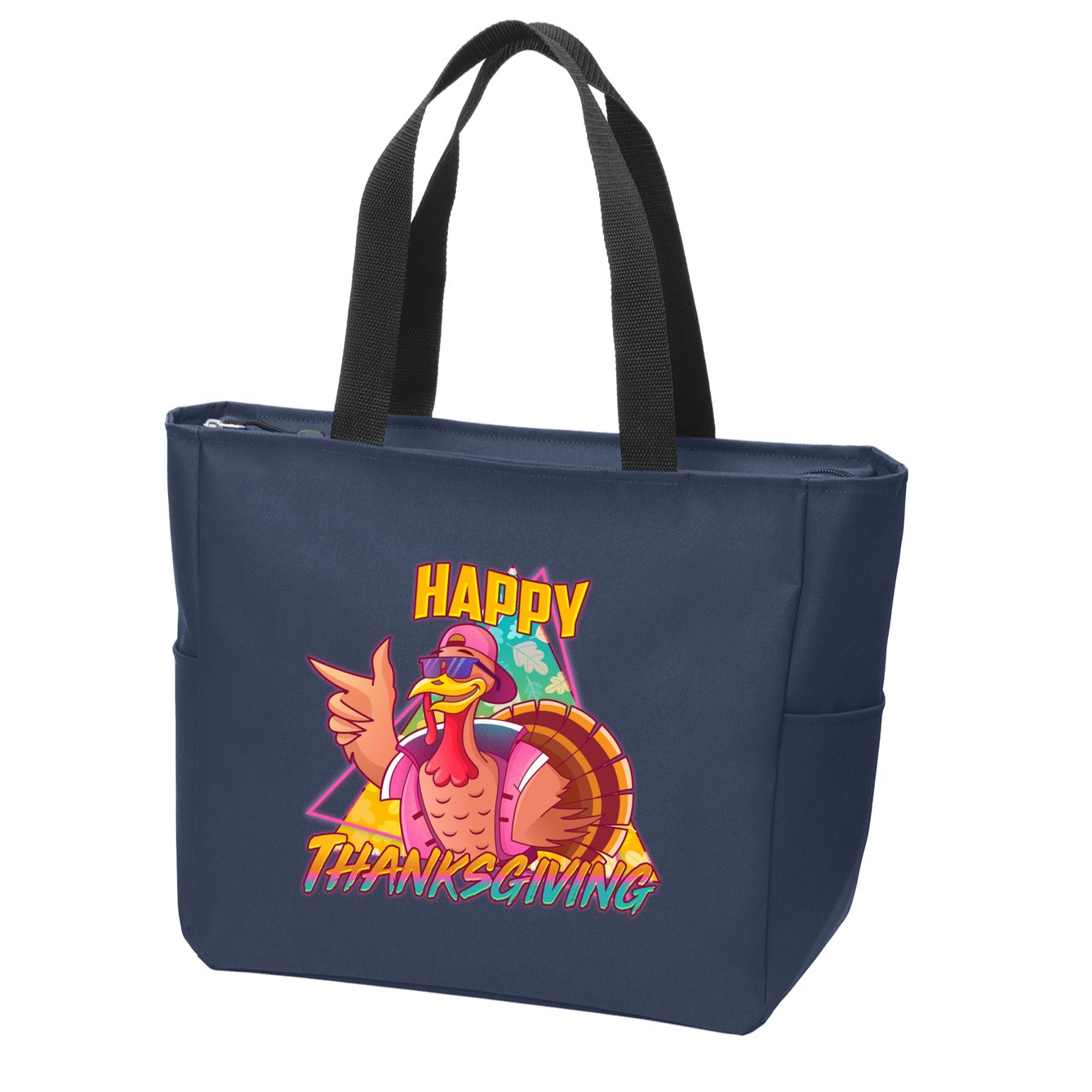 Funny Retro 80s 90s Thanksgiving Turkey Zip Tote Bag