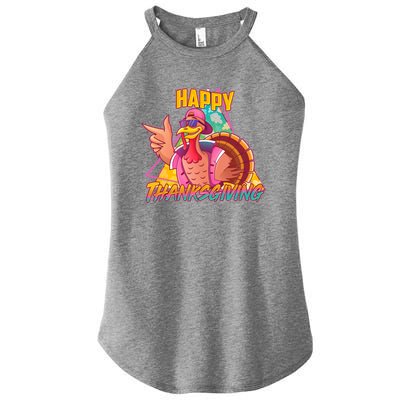 Funny Retro 80s 90s Thanksgiving Turkey Women’s Perfect Tri Rocker Tank