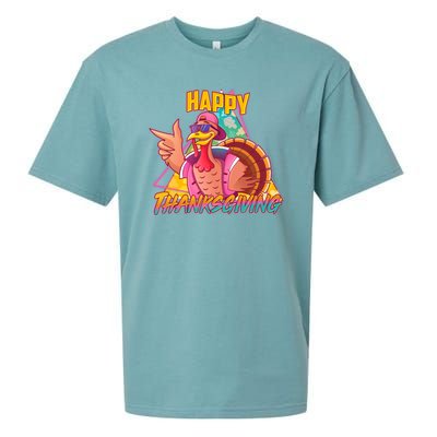 Funny Retro 80s 90s Thanksgiving Turkey Sueded Cloud Jersey T-Shirt