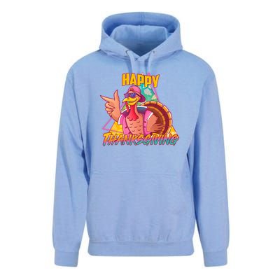 Funny Retro 80s 90s Thanksgiving Turkey Unisex Surf Hoodie