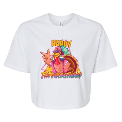 Funny Retro 80s 90s Thanksgiving Turkey Bella+Canvas Jersey Crop Tee