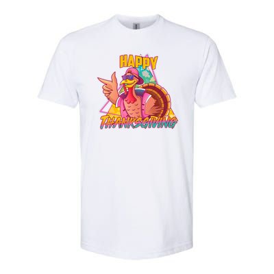 Funny Retro 80s 90s Thanksgiving Turkey Softstyle® CVC T-Shirt