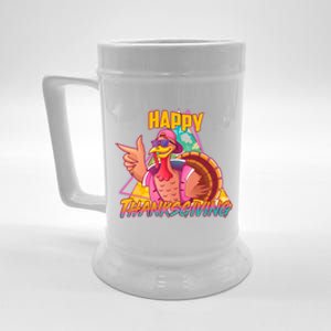 Funny Retro 80s 90s Thanksgiving Turkey Beer Stein