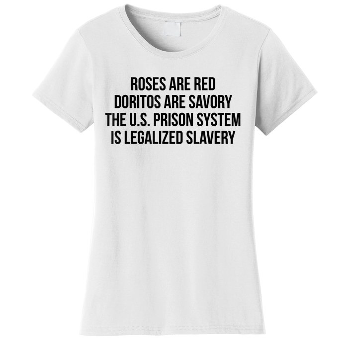 Funny Roses Are Red Doritos Are Savory The US Prison Costume Roses Are Red Funny Women's T-Shirt