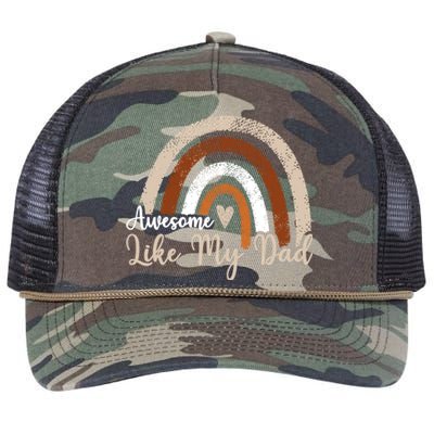 Funny Rainbow Awesome Like My Dad Rainbow Fathers Day Gift Retro Rope Trucker Hat Cap