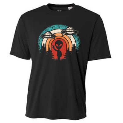 Funny Retro Alien Ufo Space Extraterrestrial Cooling Performance Crew T-Shirt