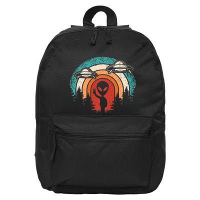 Funny Retro Alien Ufo Space Extraterrestrial 16 in Basic Backpack