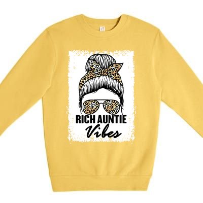 Funny Rich Aunty Vibes Quote Cool Leopard Auntie Humor Aunt Gift Premium Crewneck Sweatshirt