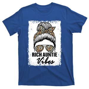 Funny Rich Aunty Vibes Quote Cool Leopard Auntie Humor Aunt Gift T-Shirt