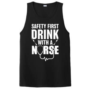 Funny Rn Appreciation Gift Safety First With A Nurse Gift PosiCharge Competitor Tank