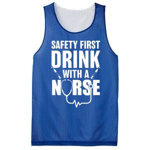 Funny Rn Appreciation Gift Safety First With A Nurse Gift Mesh Reversible Basketball Jersey Tank