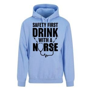 Funny Rn Appreciation Gift Safety First With A Nurse Gift Unisex Surf Hoodie