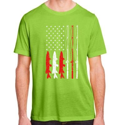 Fishing Rod American Flag Vintage Fishing Gift For Fisher Gift Adult ChromaSoft Performance T-Shirt