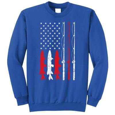 Fishing Rod American Flag Vintage Fishing Gift For Fisher Gift Sweatshirt