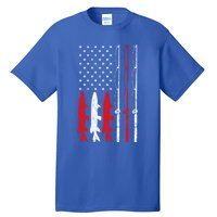 Fishing Rod American Flag Vintage Fishing Gift For Fisher Gift Tall T-Shirt