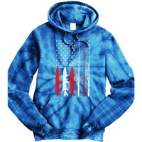 Fishing Rod American Flag Vintage Fishing Gift For Fisher Gift Tie Dye Hoodie