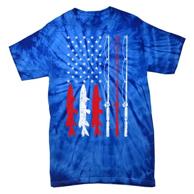 Fishing Rod American Flag Vintage Fishing Gift For Fisher Gift Tie-Dye T-Shirt