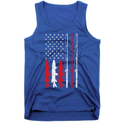 Fishing Rod American Flag Vintage Fishing Gift For Fisher Gift Tank Top