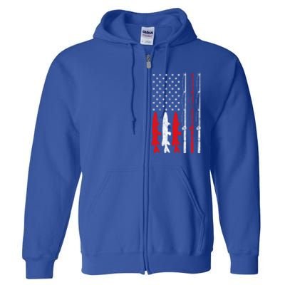 Fishing Rod American Flag Vintage Fishing Gift For Fisher Gift Full Zip Hoodie