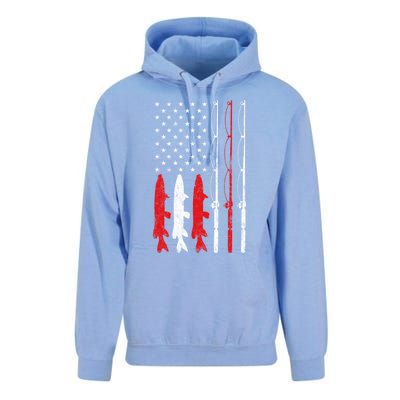 Fishing Rod American Flag Vintage Fishing Gift For Fisher Gift Unisex Surf Hoodie