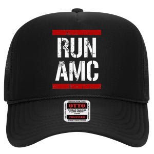 Funny Run AMC Stock Meme Crypto High Crown Mesh Back Trucker Hat