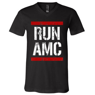 Funny Run AMC Stock Meme Crypto V-Neck T-Shirt