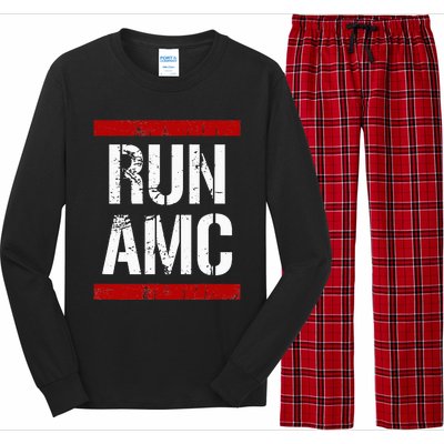 Funny Run AMC Stock Meme Crypto Long Sleeve Pajama Set