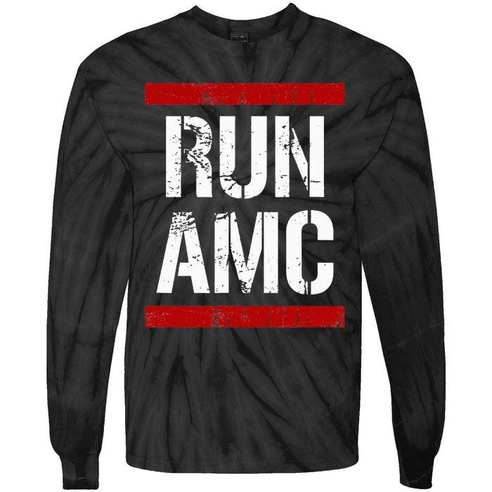 Funny Run AMC Stock Meme Crypto Tie-Dye Long Sleeve Shirt