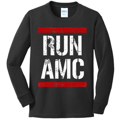 Funny Run AMC Stock Meme Crypto Kids Long Sleeve Shirt