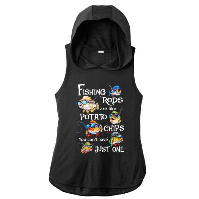 Fishing Rods Are Like Potato Chips You CanT Have Just One Ladies PosiCharge Tri-Blend Wicking Draft Hoodie Tank