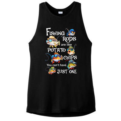 Fishing Rods Are Like Potato Chips You CanT Have Just One Ladies PosiCharge Tri-Blend Wicking Tank