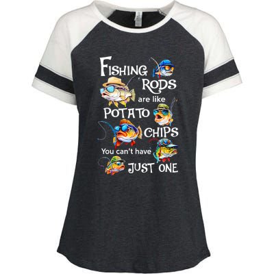 Fishing Rods Are Like Potato Chips You CanT Have Just One Enza Ladies Jersey Colorblock Tee