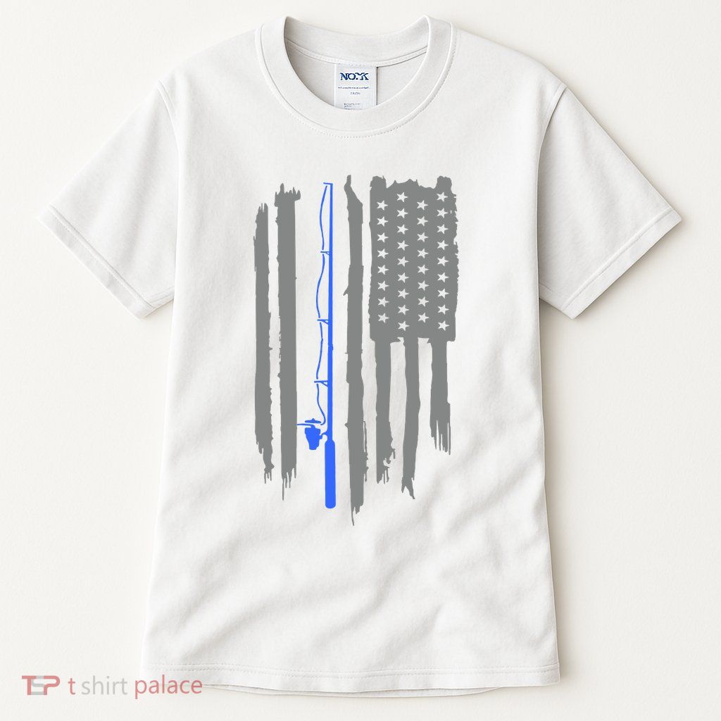 Fishing Rod American Flag Vintage Fishing Gift For Fisherman Tall T-Shirt