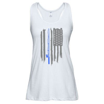 Fishing Rod American Flag Vintage Fishing Gift For Fisherman Ladies Essential Flowy Tank