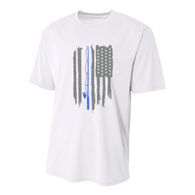 Fishing Rod American Flag Vintage Fishing Gift For Fisherman Youth Performance Sprint T-Shirt