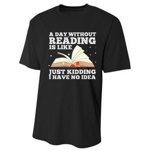 Funny Reading Art For Wo Reading Book Lover Bookworm Performance Sprint T-Shirt