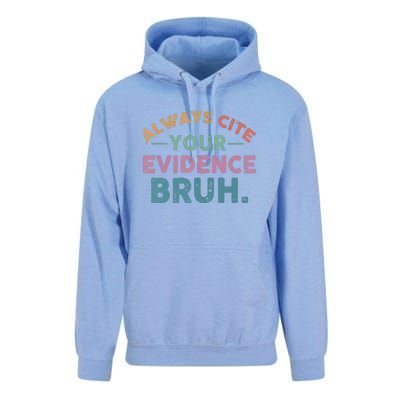 Funny Retro Always Cite Your Evidence Bruh English Teacher Unisex Surf Hoodie