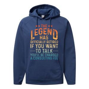 Funny Retired Art Retiree Retired Retirement Performance Fleece Hoodie