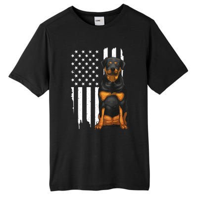 Funny Rottweiler American Flag Dog Art For Patriot Tall Fusion ChromaSoft Performance T-Shirt