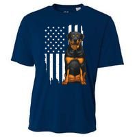 Funny Rottweiler American Flag Dog Art For Patriot Cooling Performance Crew T-Shirt