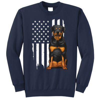 Funny Rottweiler American Flag Dog Art For Patriot Sweatshirt