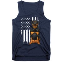 Funny Rottweiler American Flag Dog Art For Patriot Tank Top