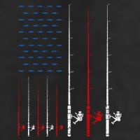 Fishing Rods American Flag 7 Panel Mesh Trucker Snapback Hat