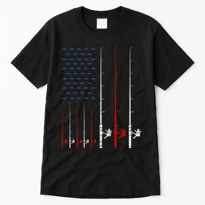 Fishing Rods American Flag Tall T-Shirt